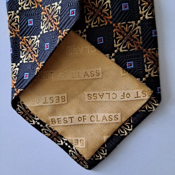 Robert Talbott Best of Class Black Gold Multi Extra Long Textured Tie One Size - Picture 10 of 10